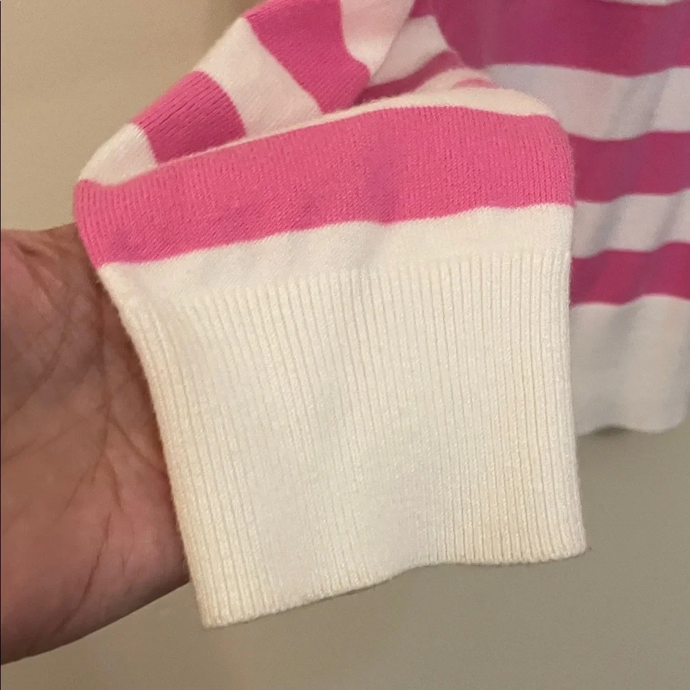 Lilly Pulitzer Pink and White V-Neck Sweater - Picture 7 of 8